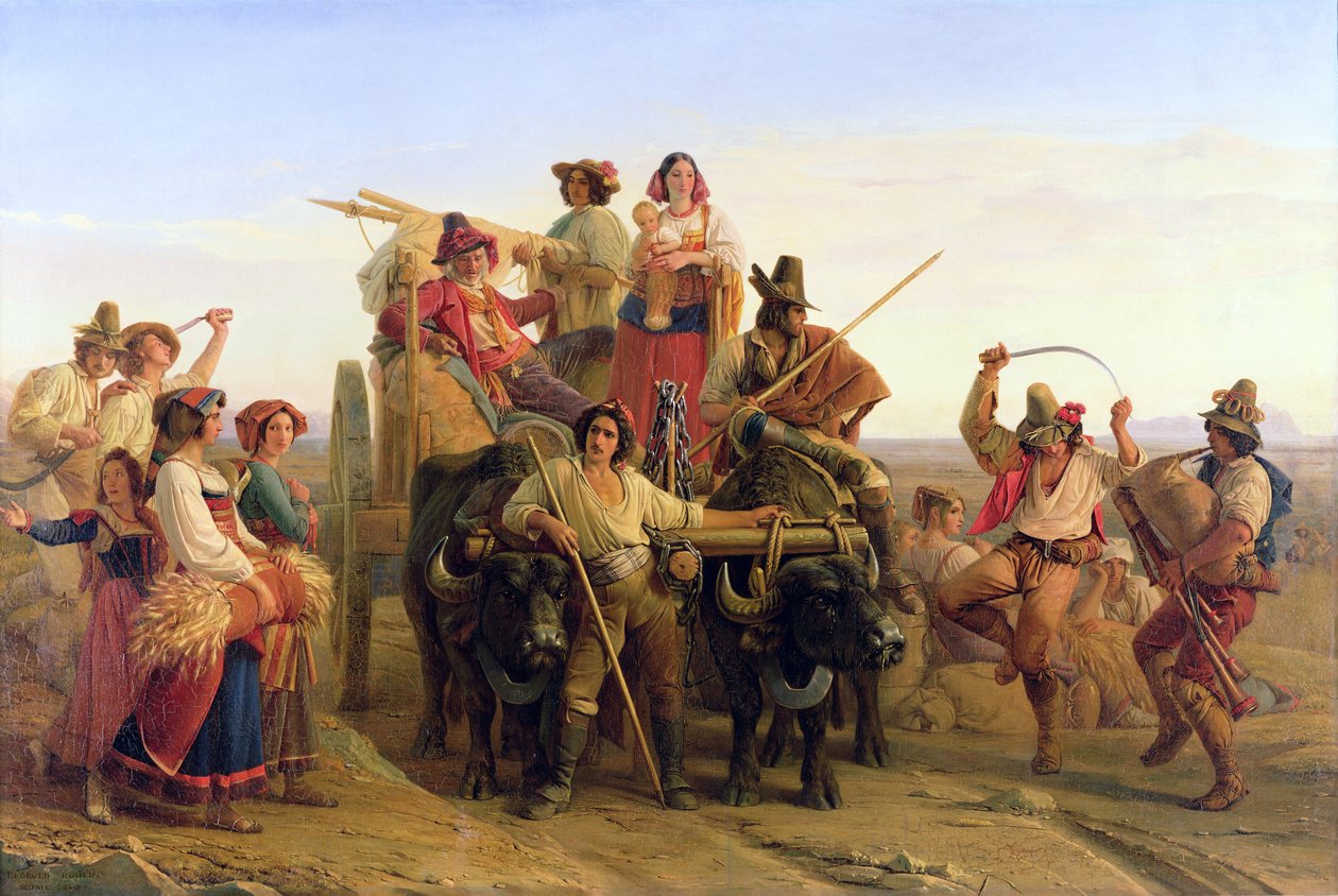 Az aratógépek érkezése a Pontine-mocsarakba, 1830 alkotó: Louis Leopold Robert