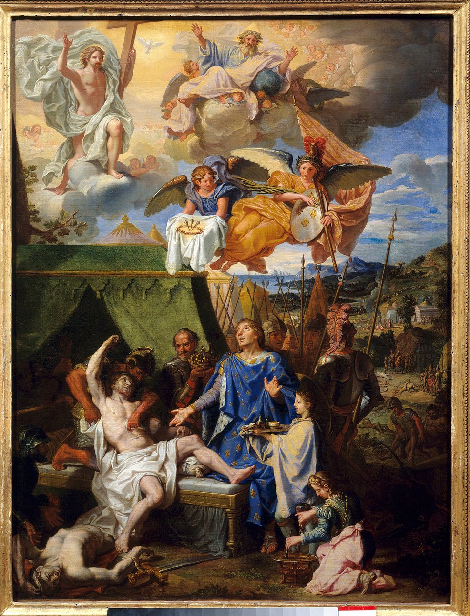 Thaumaturgie: „” IX. Lajos király (1214-1270) (Szent Lajos), aki az ecrouellák ellen harcol ”” Louis Licherie De Beury (1629-1687) festménye V. 0,79 x 0,58 m Rouen, Musee Des Beaux Arts alkotó: Louis Licherie de Beurie