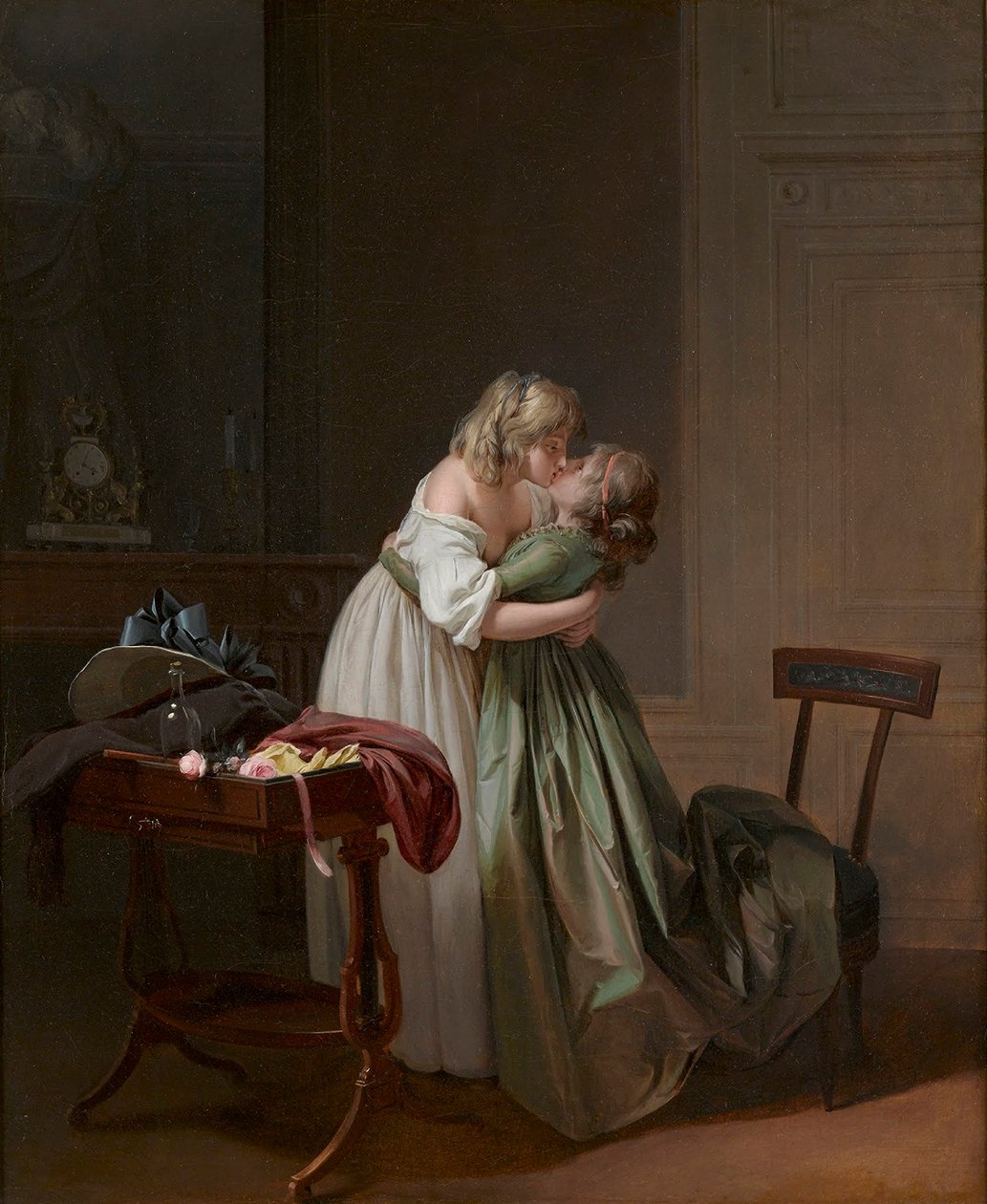 Louis-Léopold Boilly - Két fiatal nő csókolózik alkotó: Louis Leopold Boilly