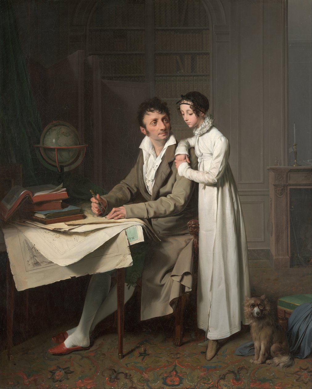A földrajzlecke (Monsieur Gaudry és lánya portréja) alkotó: Louis Leopold Boilly