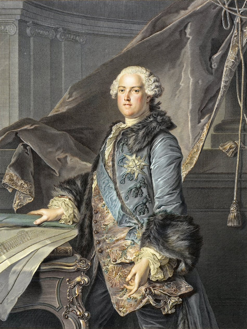 Abel Francois Poisson de Vandieres (1727-81) Marquis de Marigny - a király épületeinek igazgatója; Madame de Pompadour testvére – Abel-Francois (Abel Francois) Poisson portréja, Monsieur de Vandieres, Marquis de Marigny, a Batim főigazgatója alkotó: Louis M. (after) Tocque