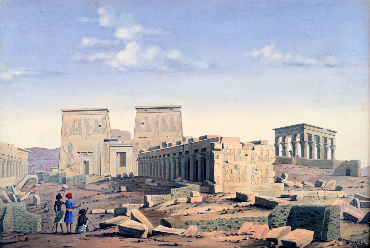 „Ízisz nagy temploma”, 1846 alkotó: Louis M. A. Linant de Bellefonds,