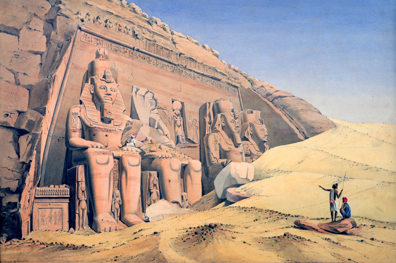„II. Ramszesz nagy temploma, Abu Simbel”, 1846 alkotó: Louis M. A. Linant de Bellefonds,
