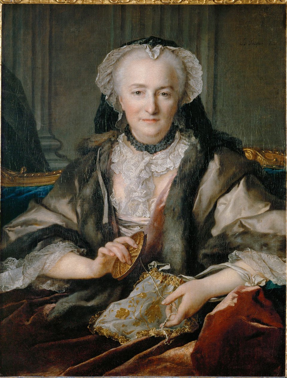 Mrs Dange csomót köt - Mrs. Dange hímez ... alkotó: Louis M. Tocque