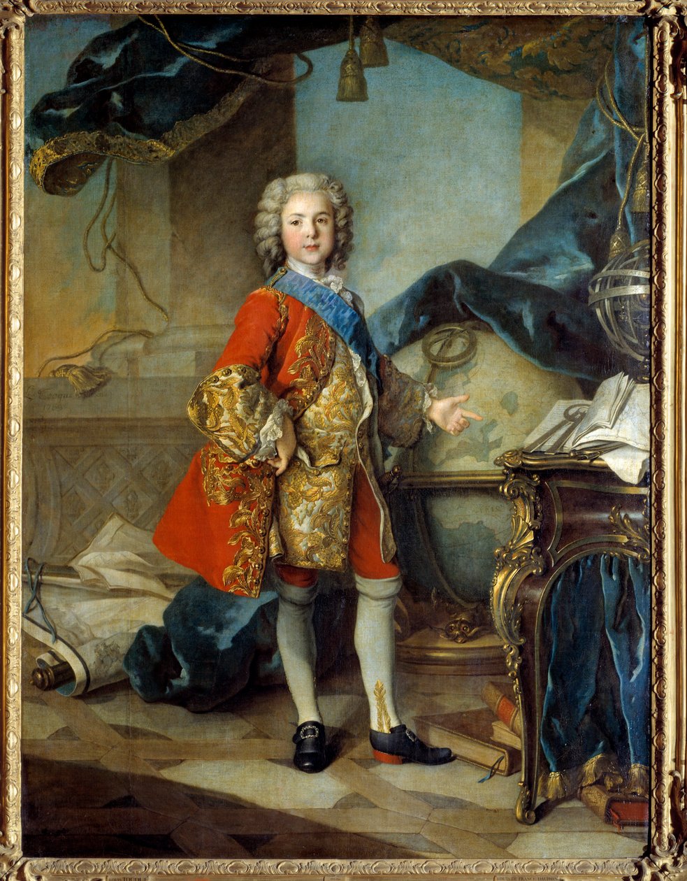 Dauphin Louis de France (1729 - 1765) XV. Lajos fiának teljes alakos portréja a dolgozószobájában. Louis Tocque festménye (1696-1772) alkotó: Louis Tocqué