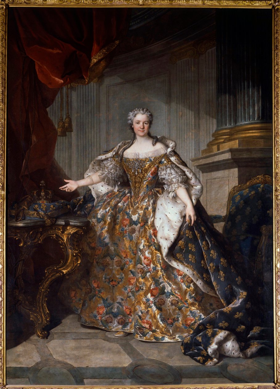 Marie Lesczinska (Lesczynska) portréja (1703-1768) Franciaország királynője Louis Tocque (1696-1772) festménye 1740 V. 2,77x1,91 m - Marie Leczinska (Leszczynska) portréja (1703-1768) - Louis Tocque (1696-1772) festménye, olaj, vászon (277x7x191 cm) alkotó: Louis Tocqué
