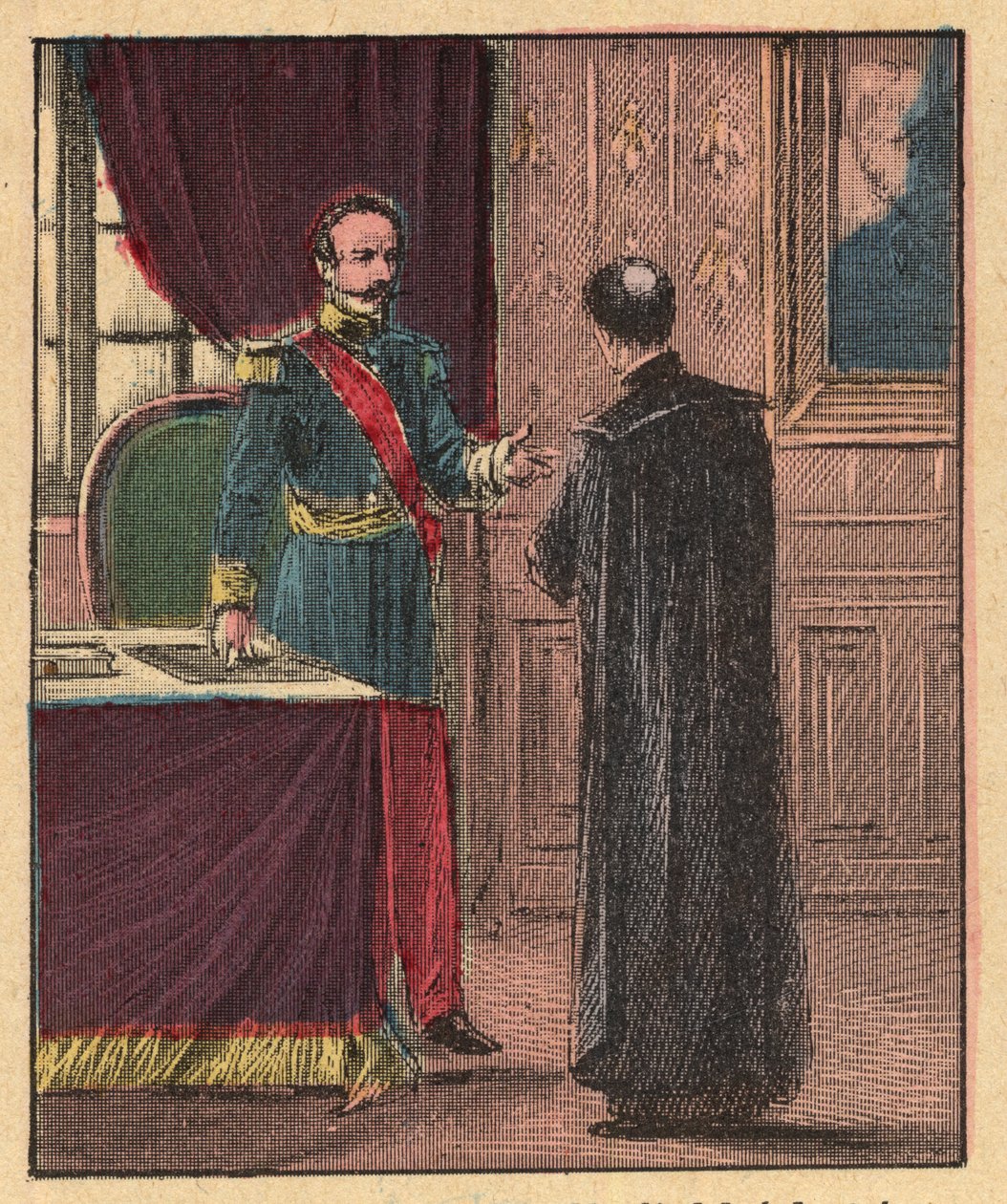 III. Napóleon és Louis-Gaston de Segur (Louis Gaston de Segur) (1820-1881) francia püspök Elysee-ben - - Metszet a „” szövegből. Wonderful Album”, Louis Maitrejean és Georget Ramond - Franciaország 1910 alkotó: Louis Maitrejean