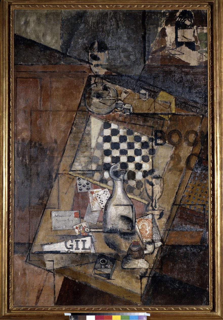 Csendélet sakkkal. Louis Markus festménye, Louis Marcoussis (1878-1941) alkotó: Louis Marcoussis