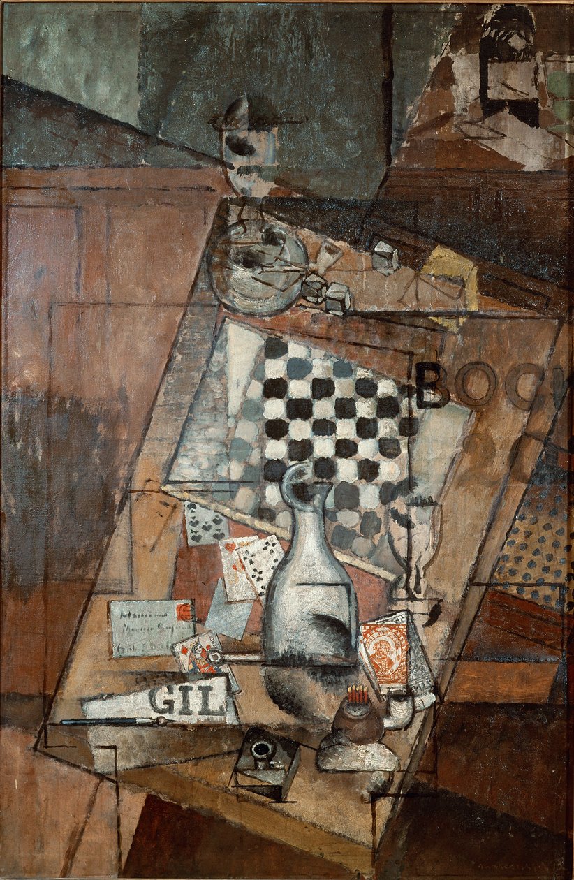 Csendélet egy sakkfestmény, Louis Markus, Louis Marcoussis (1878-1941) 1912 V. 143x97 cm Párizs, Nemzeti Modern Művészetek Múzeuma, Georges Pompidou központ alkotó: Louis Marcoussis