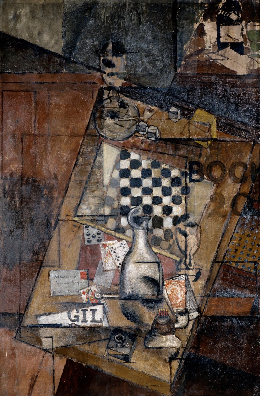 Csendélet sakktáblával, 1912. alkotó: Louis Marcoussis