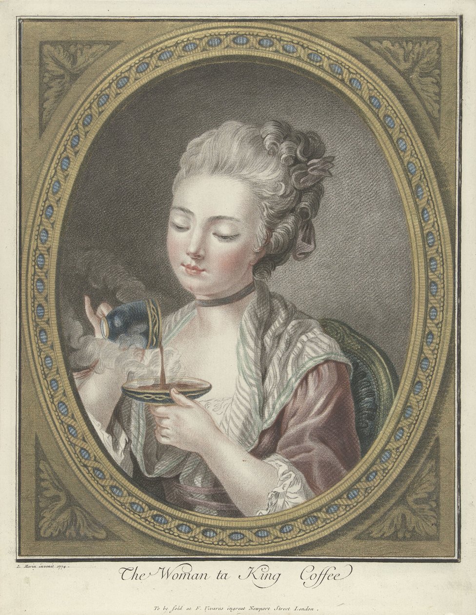 Egy kávézó fiatal nő mellszobra The Woman ta King Coffee (cím a tárgyon) alkotó: Louis Marin Bonnet
