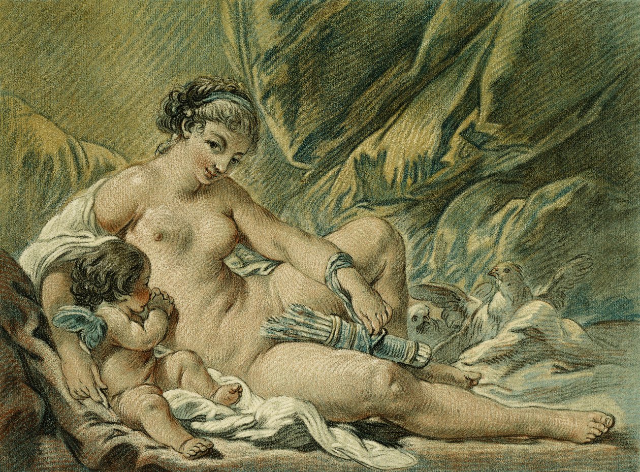 A szerelem meggyőzi Vénuszt, hogy adja át fegyvereit, F. Boucher nyomán; Szerelem imádkozik Vénuszhoz, hogy adja vissza neki a karját, F. Boucher után, 1768 alkotó: Louis Marin Bonnet