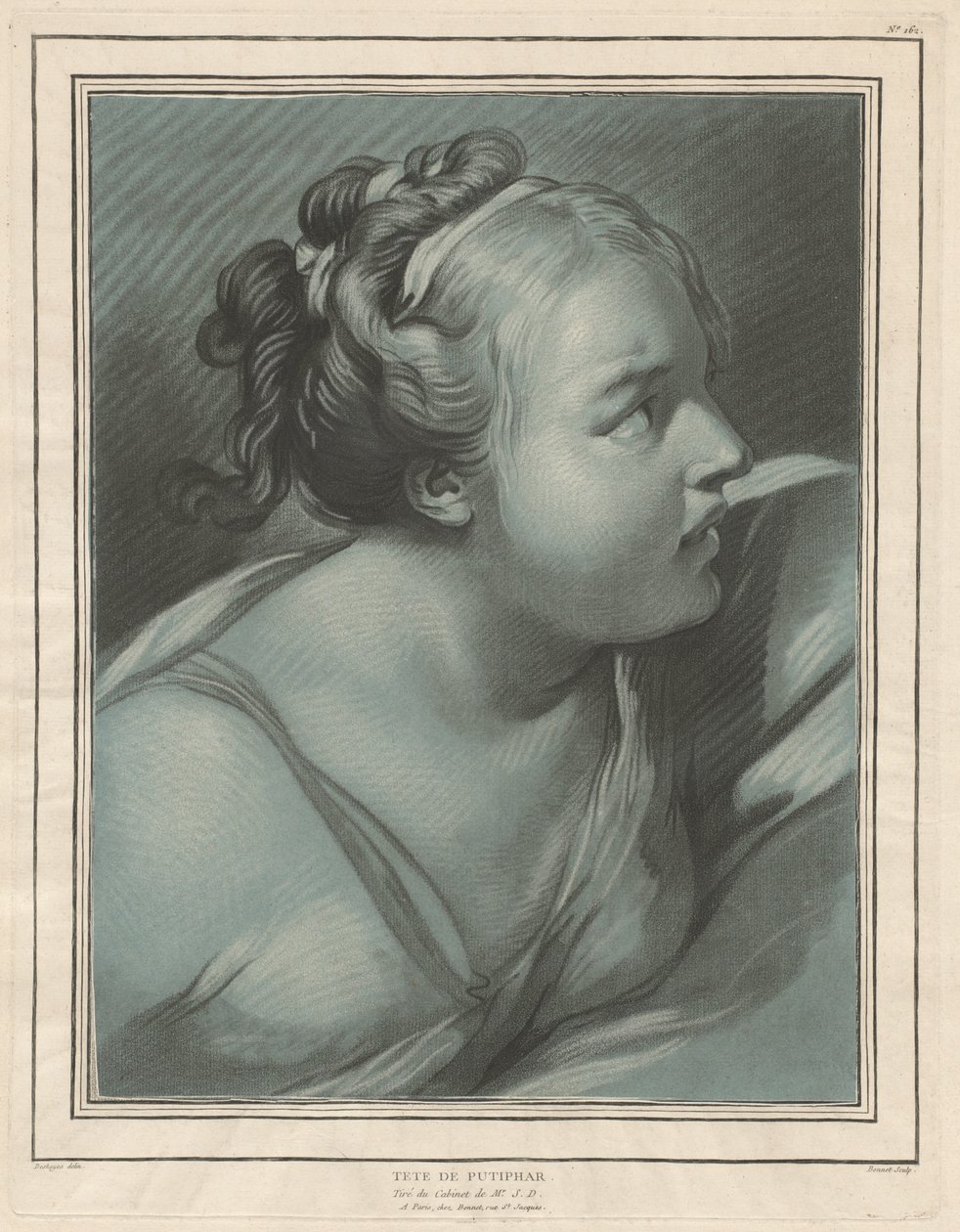 Tête de Putiphar Potifár feleségének vezetője, 1773. alkotó: Louis Marin Bonnet