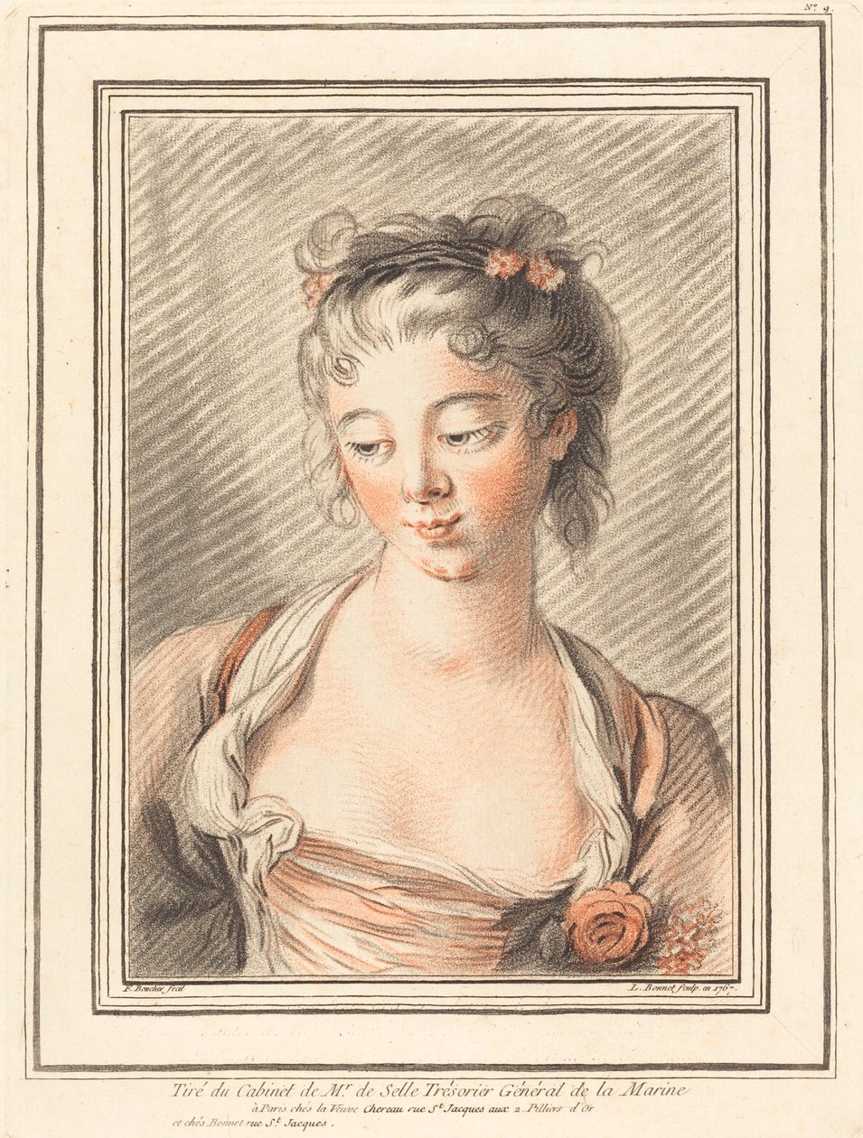 Egy fiatal nő mellszobra lenéz alkotó: Louis Marin Bonnet after François Boucher