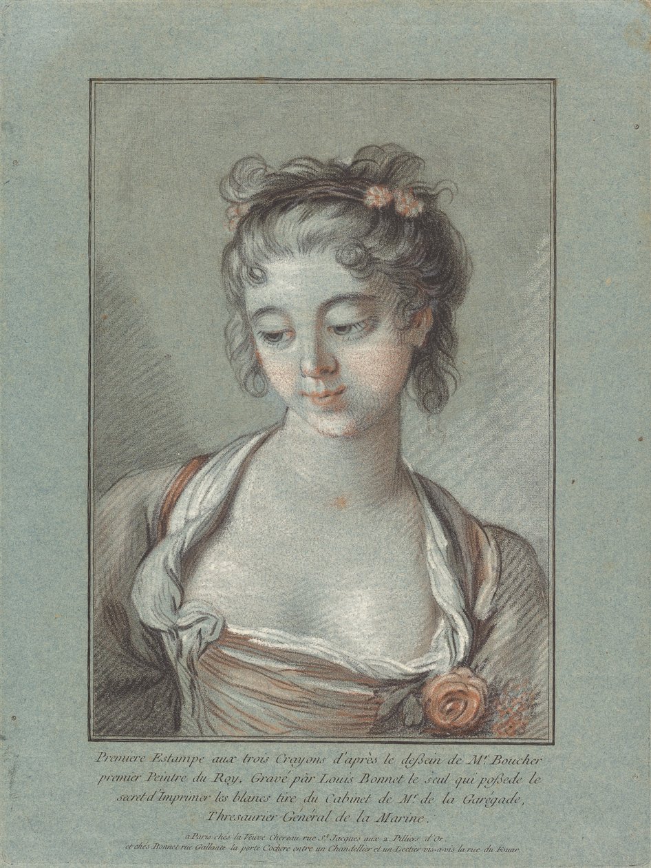 Egy fiatal nő mellszobra lenéz alkotó: Louis Marin Bonnet after François Boucher