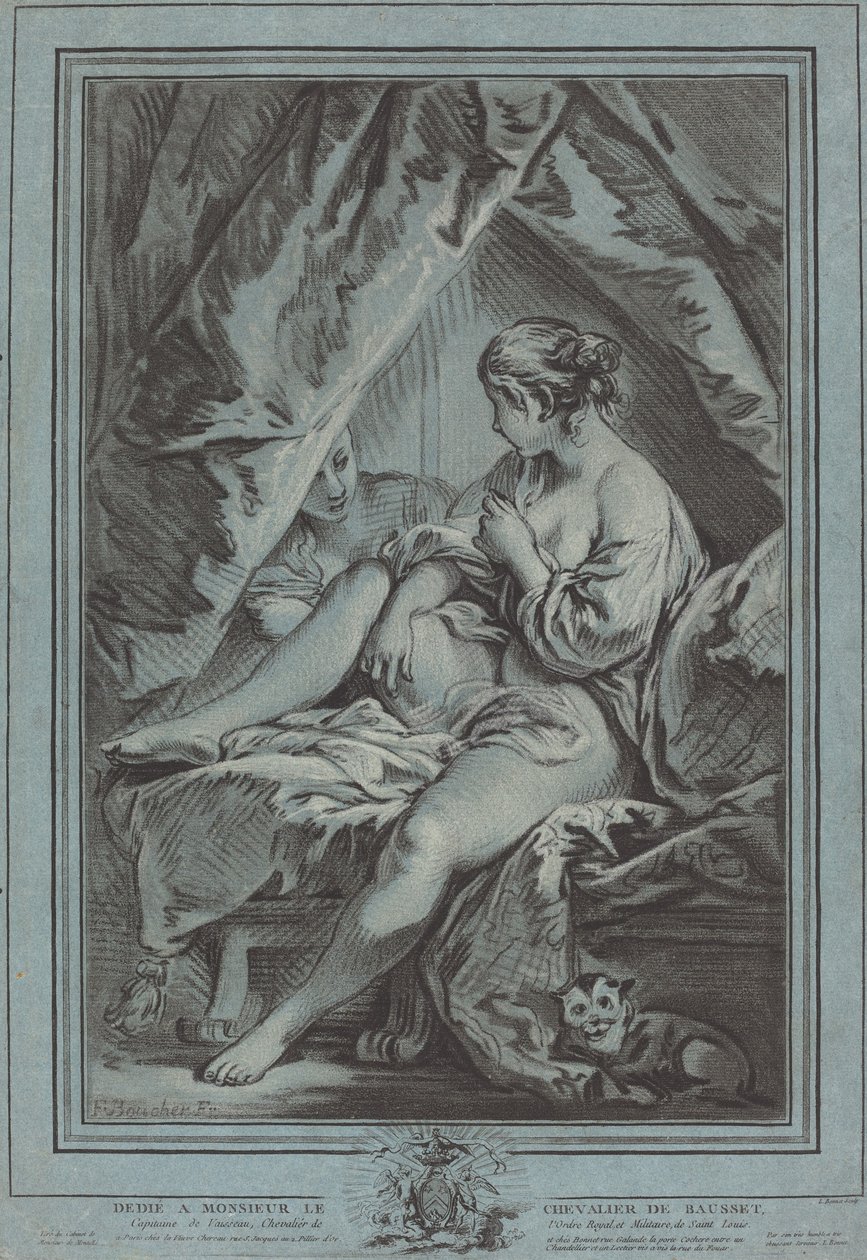 Fiatal nő ül egy ágyon alkotó: Louis Marin Bonnet after François Boucher
