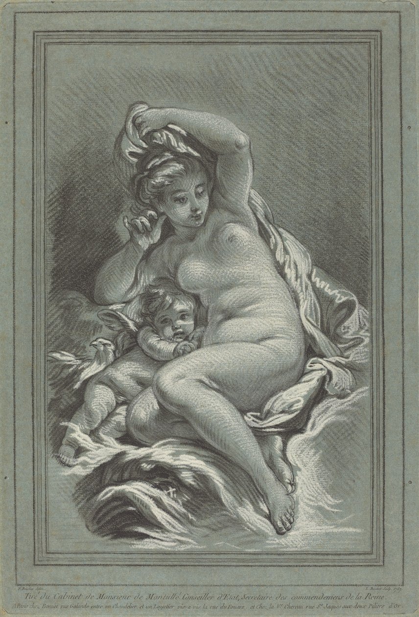 Vénusz és Ámor egy delfinen alkotó: Louis Marin Bonnet after Juste François Boucher