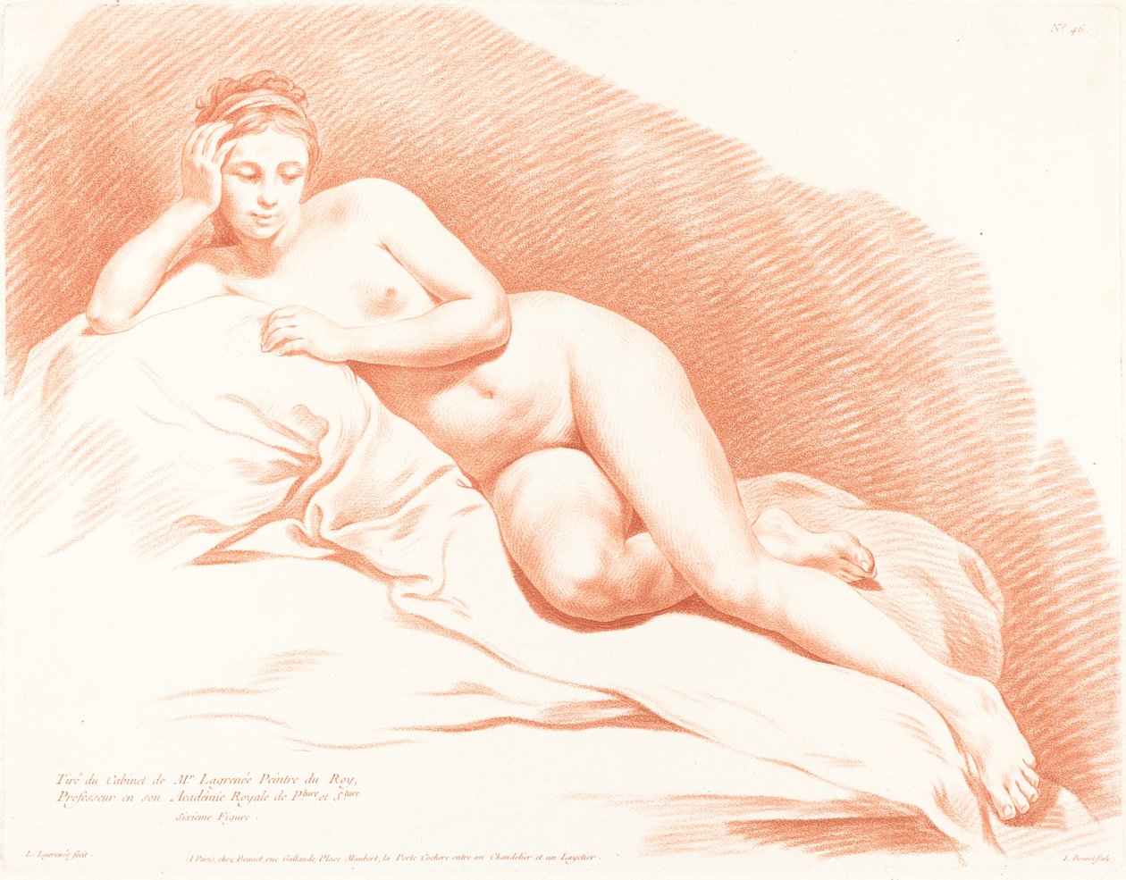 Fekvő női akt alkotó: Louis Marin Bonnet after Louis Jean François Lagrenée
