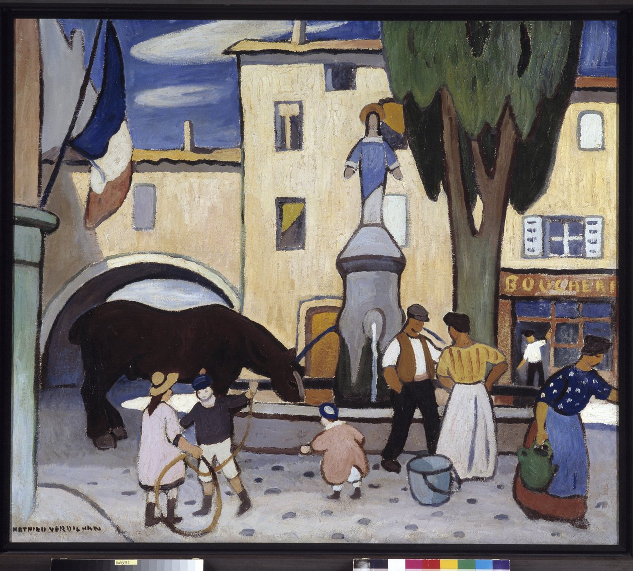 Trets szökőkútja fekete lóval Louis-Mathieu Verdilhan festménye (1875-1928) 20. század Kötelező megemlítés: Gyűjtemény alapítványi üdvözlettel Provence, Marseille alkotó: Louis Mathieu Verdilhan