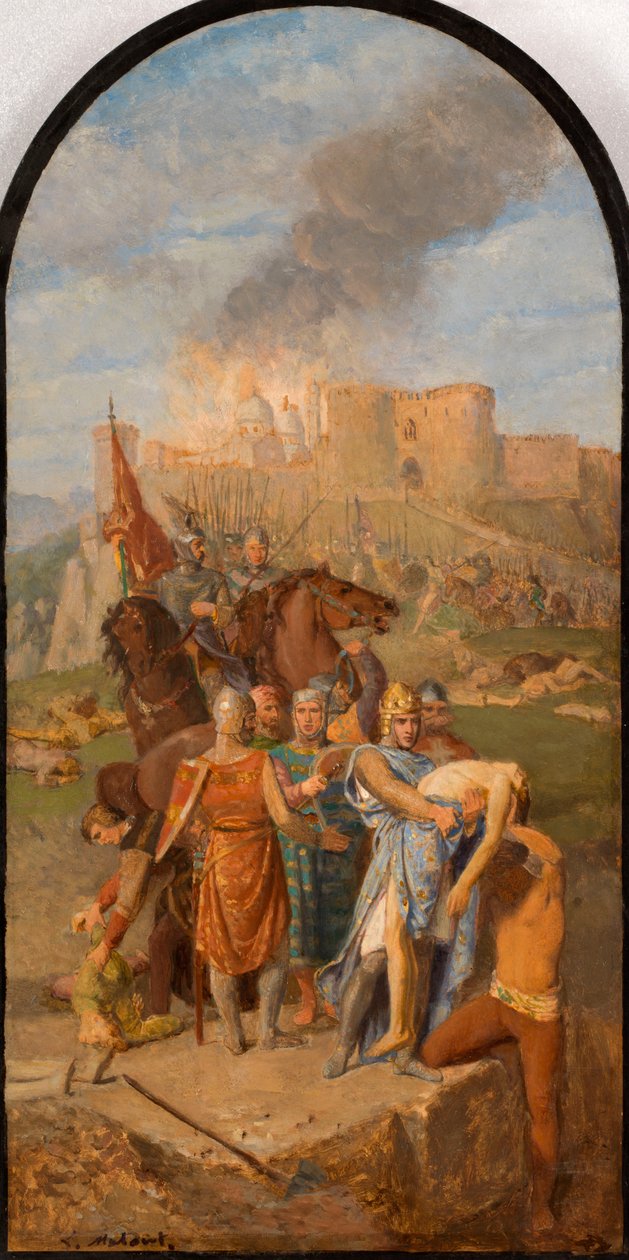 Vázlat a Saint-Sulpice templomhoz: Szent Lajos eltemeti a pestist..., 1864 és 1870 között. alkotó: Louis Matout