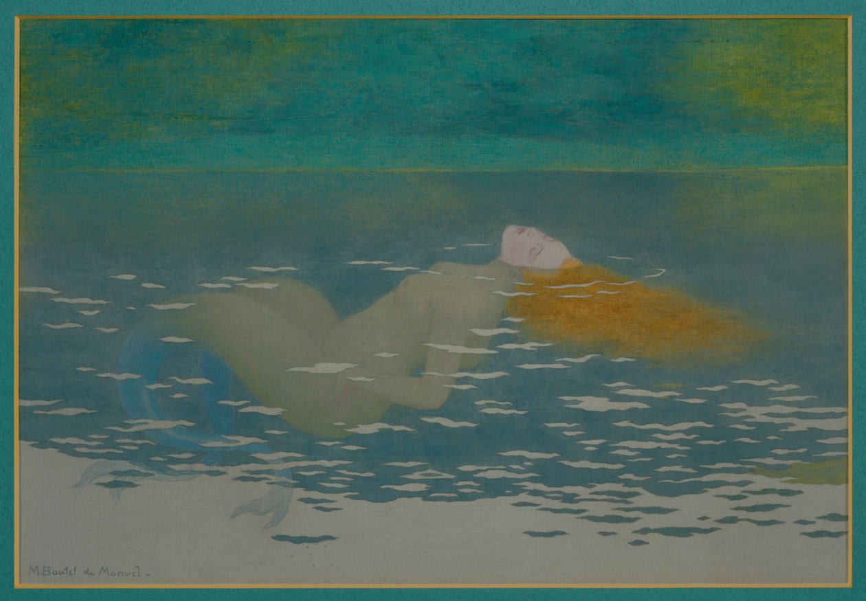 Hableány (gouache, selyem) alkotó: Louis Maurice Boutet de Monvel