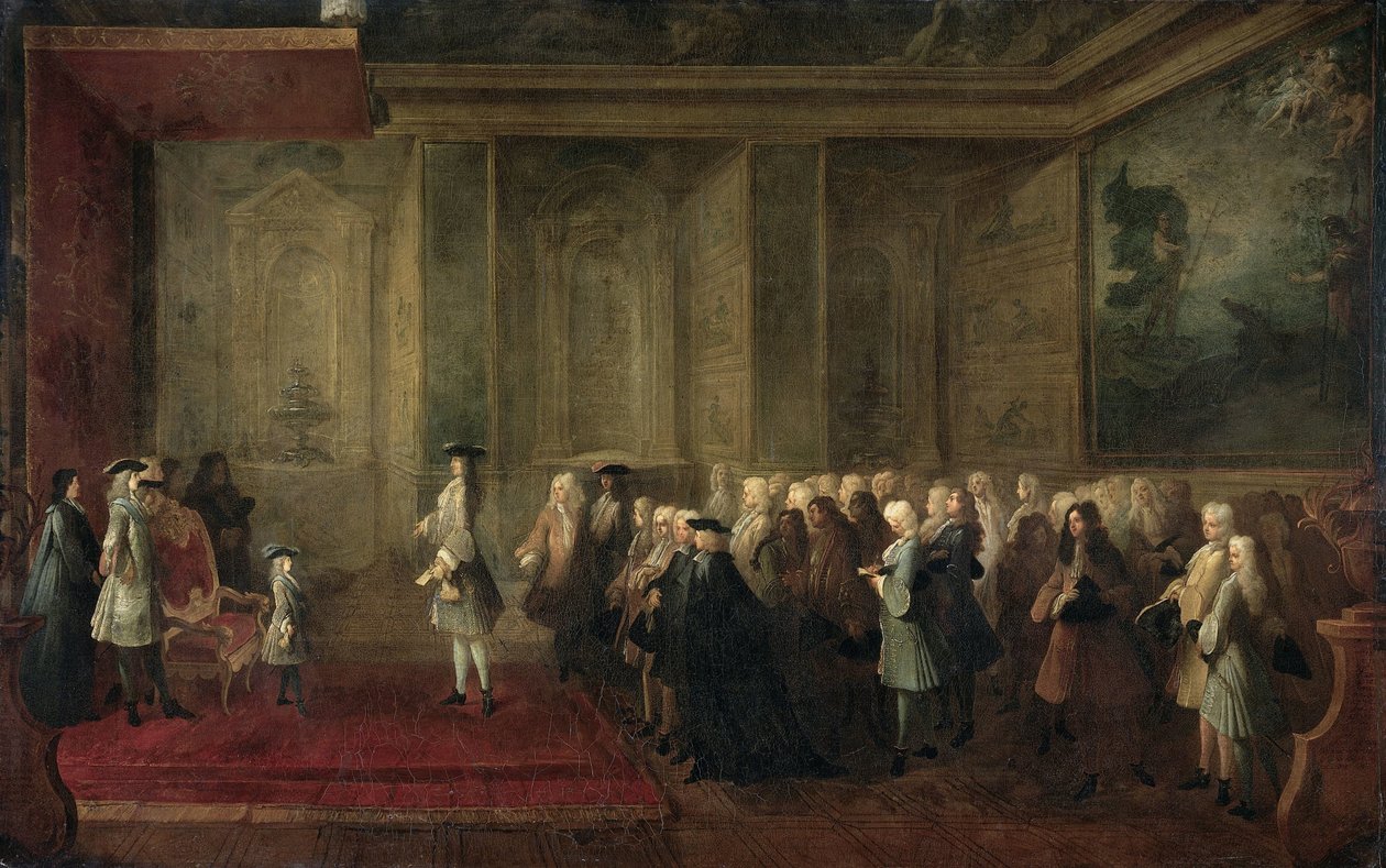 Cornelis Hop (1685-1762) fogadása az államok legátusaként a XV. Lajos udvarában, 1719. július 24. alkotó: Louis Michel Dumesnil