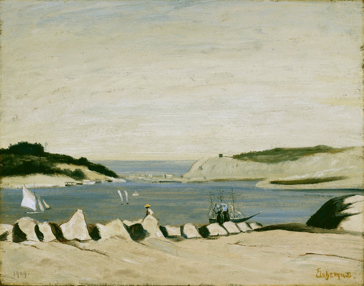 Tengerparti jelenet, 1909 (olaj, papír, vászonra festve) alkotó: Louis Michel Eilshemius