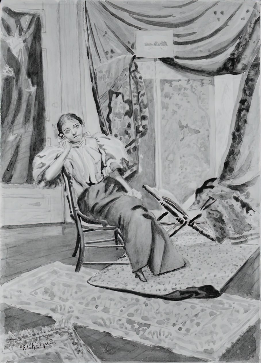 Lány a széken, c. 1891. alkotó: Louis Michel Eilshemius