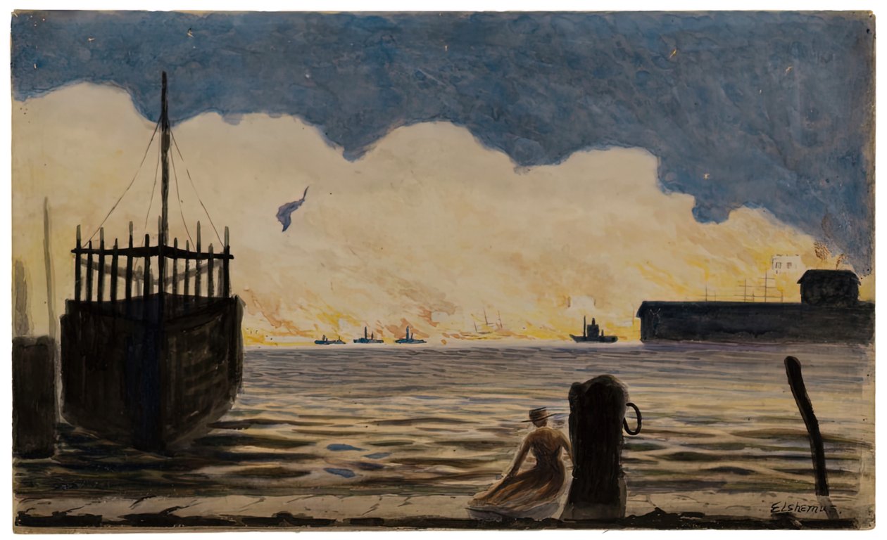 Lány a mólón, c. 1900. alkotó: Louis Michel Eilshemius
