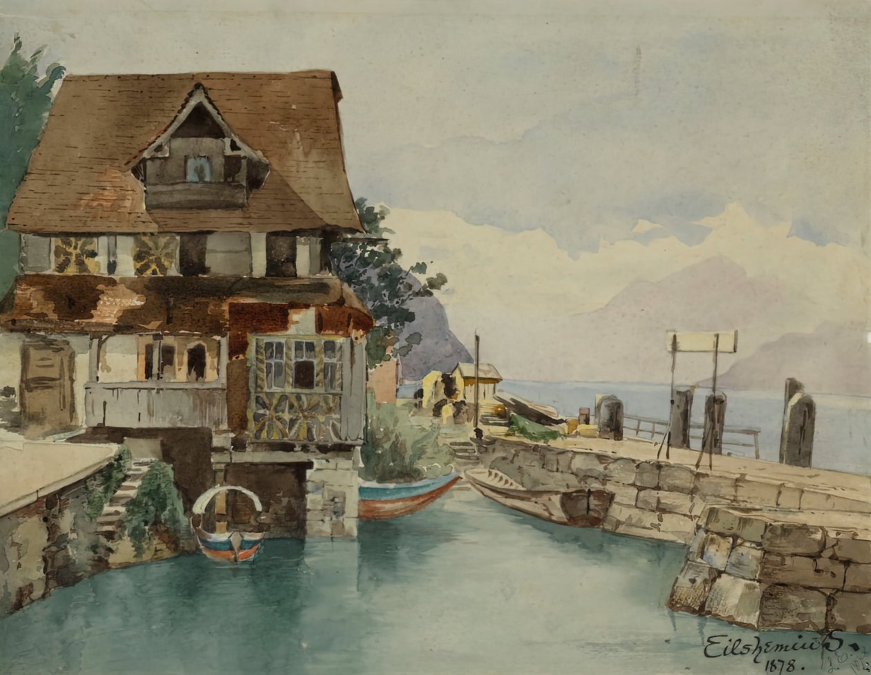 Ház a csatornán, 1878. alkotó: Louis Michel Eilshemius