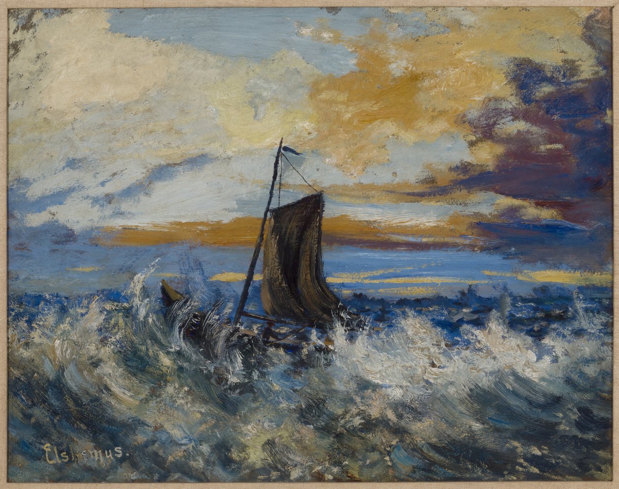 Vitorlás, viharos tenger, 1907 körül (olaj, karton) alkotó: Louis Michel Eilshemius
