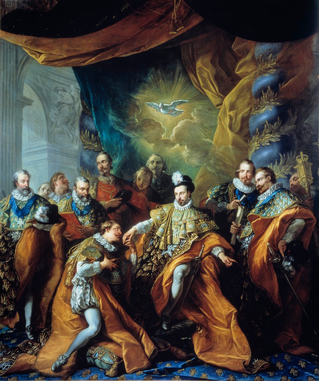 A Szentlélek Rendjének (Szentlélek rendjének) intézménye III. Henrik Louis Michel van Loo (1707-1771) festménye. 18. század. Párizs, Musee de la Legion d