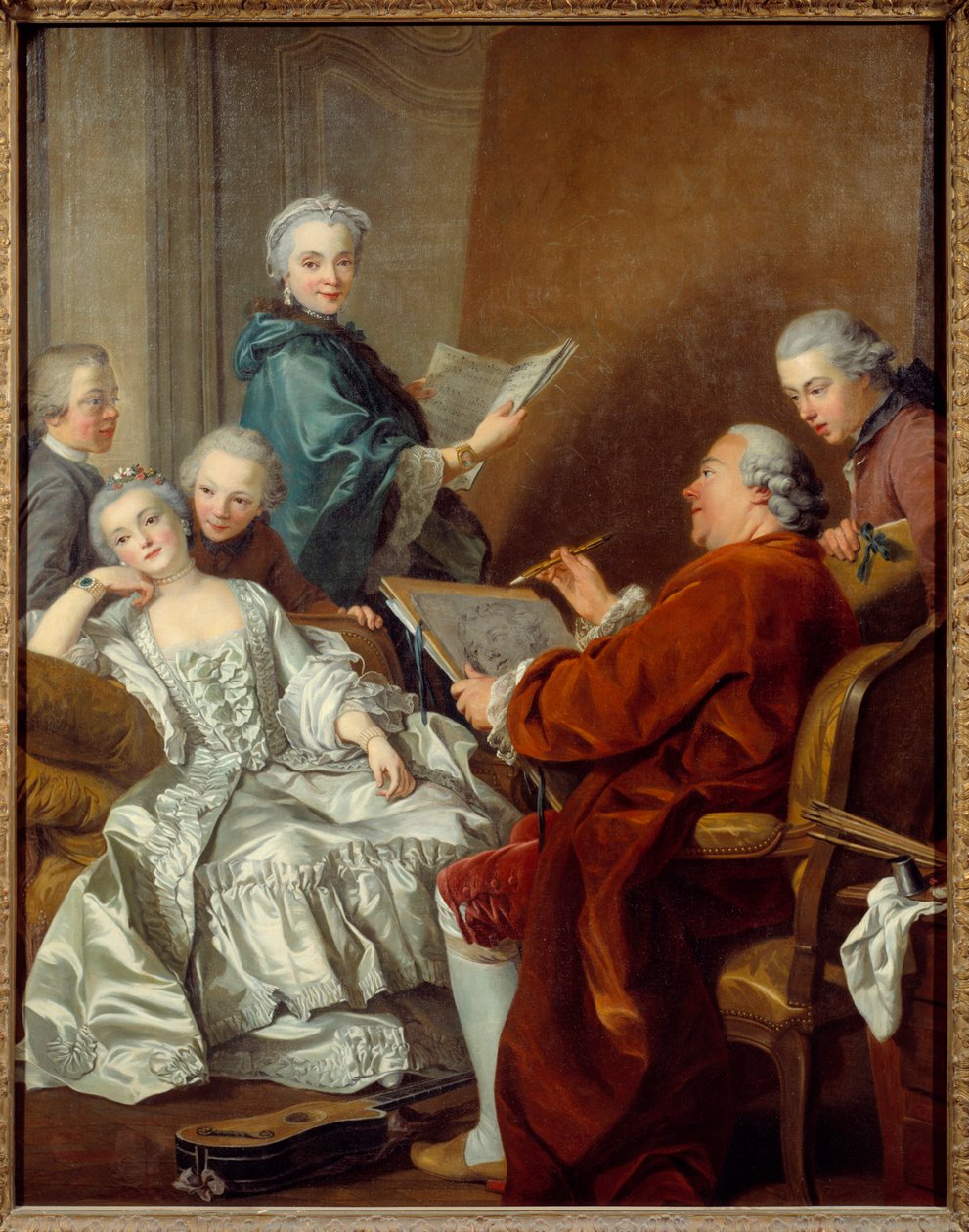 Carle van Loo festő és családja Louis Michel van Loo (1707-1771) festménye 18. század V. 2x1,56 m Versailles, musee du chateau alkotó: Louis Michel van Loo