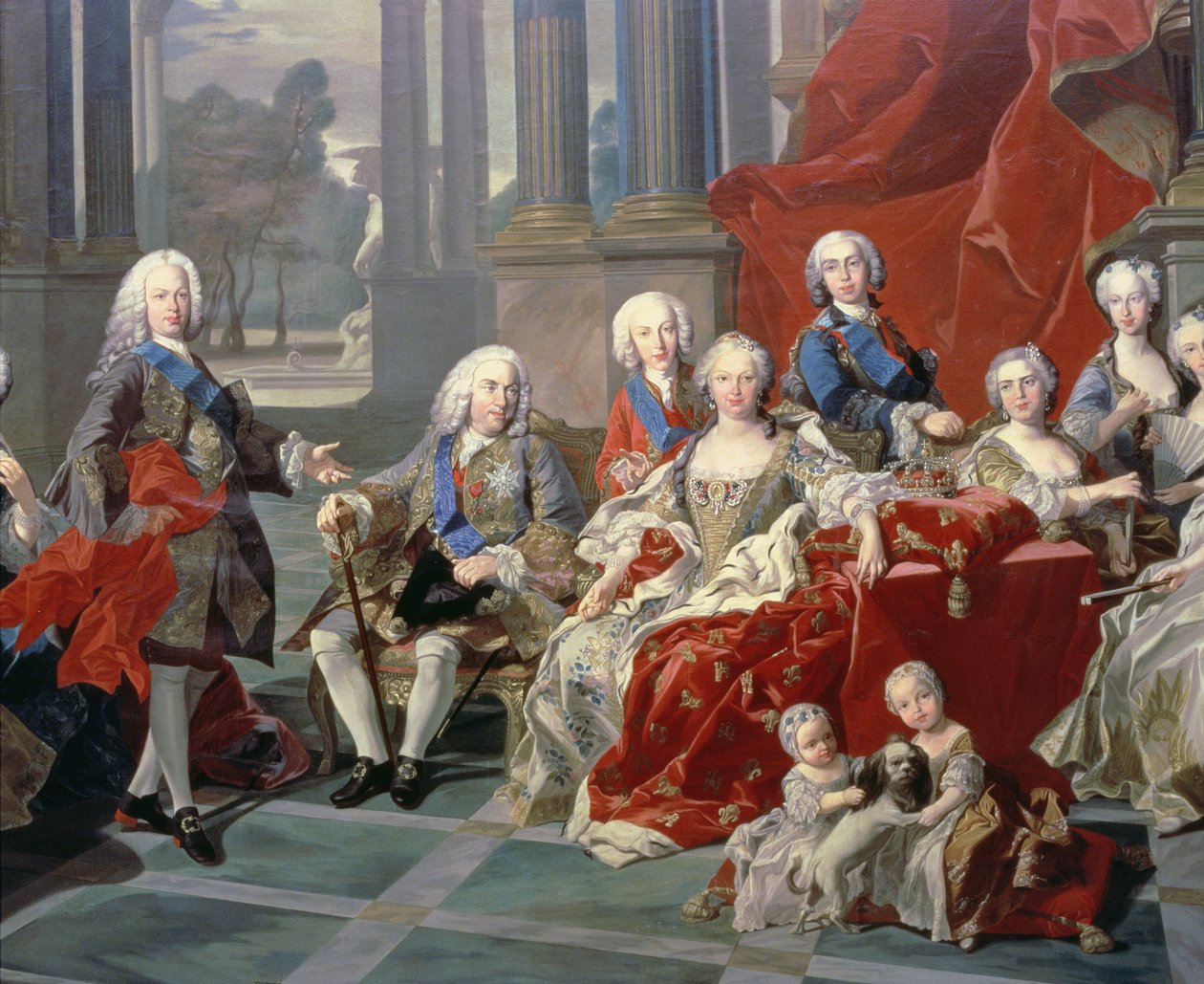 131 0794093/1 A spanyol V. Fülöp családja (1683-1746) részlet, amely a királyt, második feleségét Elizabeth Farnesét és a leendő VI. Ferdinándot ábrázolja. alkotó: Louis Michel van Loo