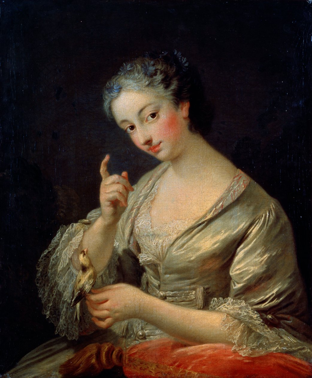 Hölgy madárral, 18. század. alkotó: Louis Michel van Loo