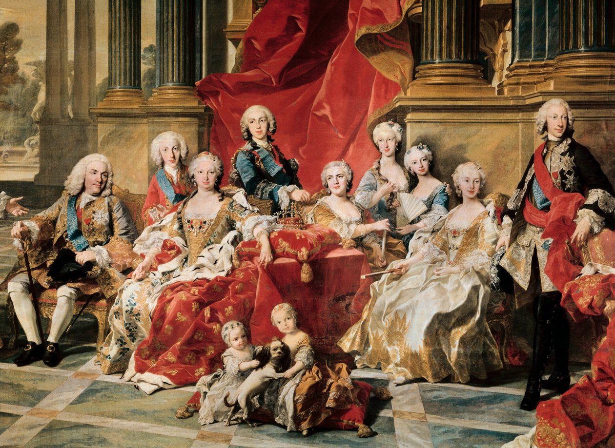 V. Fülöp családjával körülvéve. Louis Michel van Loo festményének részlete alkotó: Louis Michel van Loo