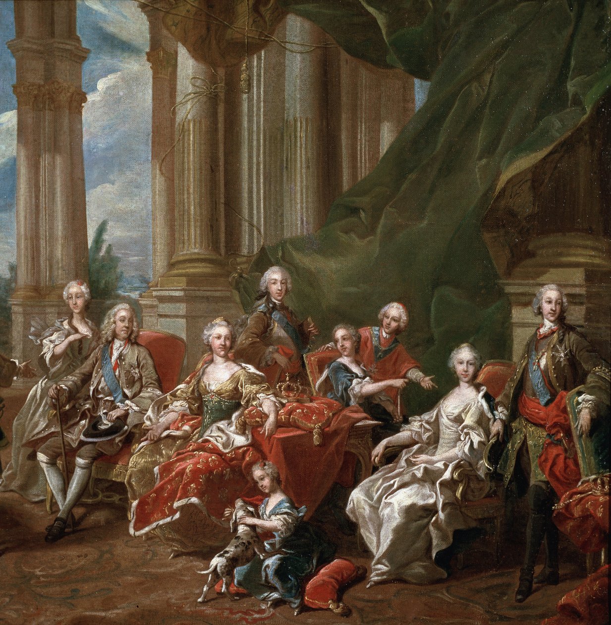 V. Fülöp spanyol király portréja családjával körülvéve, részlet (olaj, vászon alkotó: Louis Michel van Loo