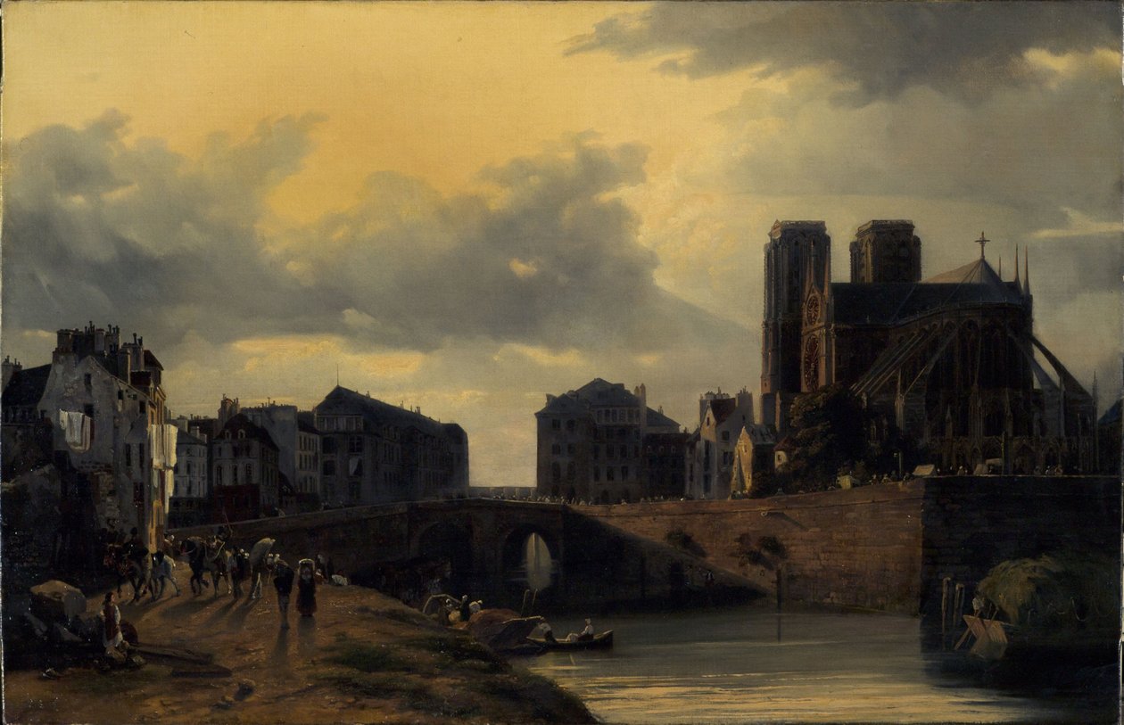 A Notre-Dame templom és a Hôtel-Dieu híd alkotó: Louis Nicolas Matout