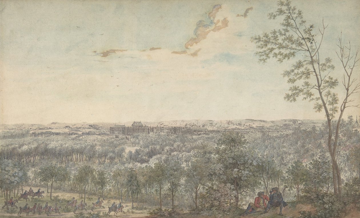Versailles délnyugat felől nézve, 1779. alkotó: Louis Nicolas de Lespinasse