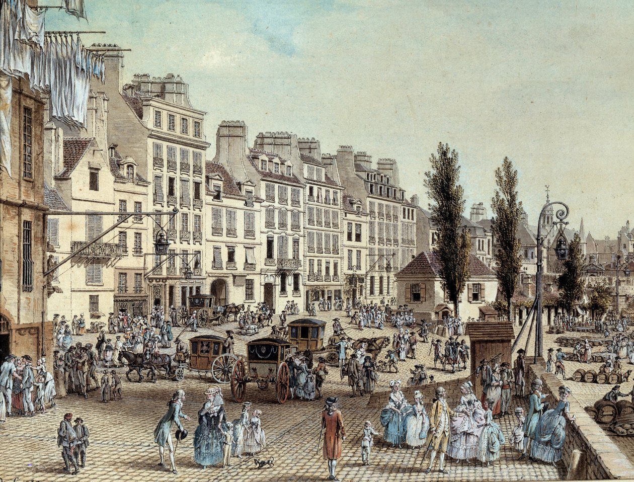Kilátás a Saint Paul kikötőre Párizsban 1782-ben Sétányok a Szajna partján. Louis de Lespinasse (1734-1808) rajza 1782 Párizs, Musee Carnavalet alkotó: Louis Nicolas de Lespinasse