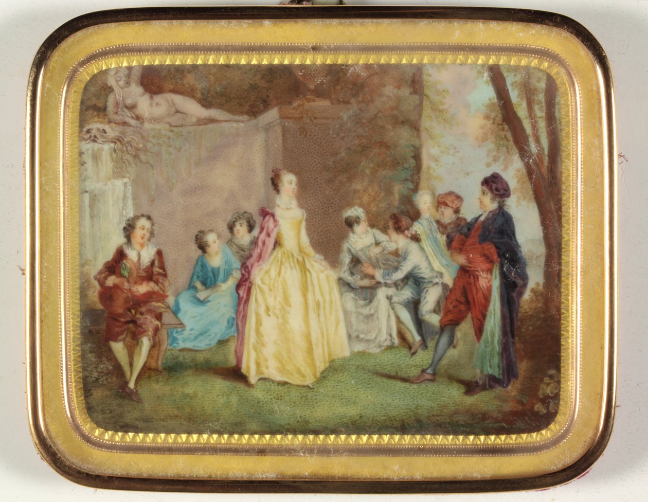 Fete Champetre (zománc) alkotó: Louis Nicolas van (manner of) Blarenberghe