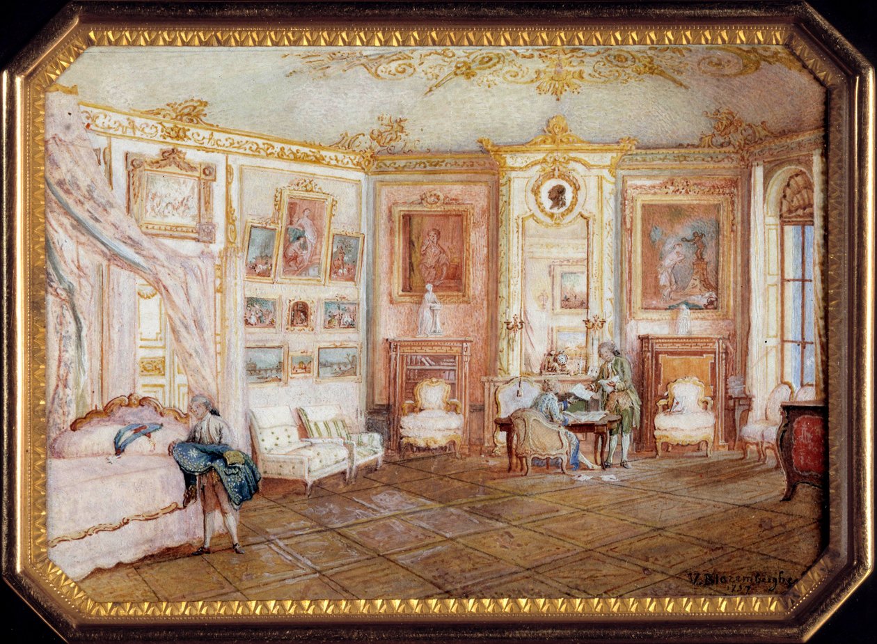 Alexandre Leferre (kb. 1806-kb. 1838) tabatiere fedele Louis Nicolas Van Blarenberghe (1716-1794) miniatűr festményének dekorációja, amely egy XV. Lajos alatti szobát ábrázol. 1770 körül. V. 0,02x0,08x0,06 m Párizs, musee du Louvre alkotó: Louis Nicolas van Blarenberghe