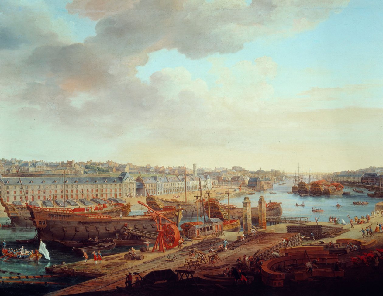 Hajógyár: „” Brest városa”” Részlet. Louis Nicolas van Blarenberghe (1716-1794) festménye 1774 alkotó: Louis Nicolas van Blarenberghe