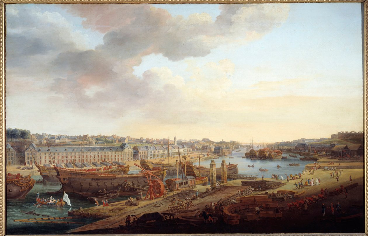 Hajógyár: „Brest kikötője” Louis Nicolas van Blarenberghe (1716-1794) festménye 1774 V. 1,25x1,93 m Brest, Musee des Beaux Arts alkotó: Louis Nicolas van Blarenberghe