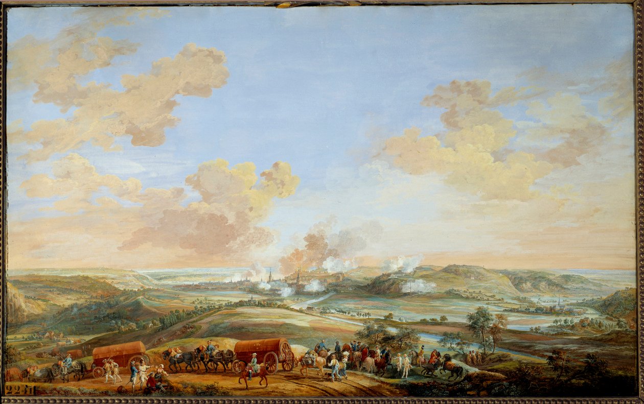 Ausztria örökösödési háborúja (1741-1748): „” Namur várainak ostroma Clermont grófja által 1746. szeptember 24. és 30. között”” Gouache Louis Nicolas Van Blarenberghe (1716-1794) 1782 V. 0,59x0,94 m Versailles, kastélymúzeum alkotó: Louis Nicolas van Blarenberghe