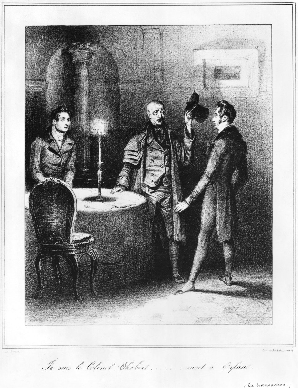 Chabert ezredes, illusztráció Honore de Balzac (1799-1850) „Le Colonel Chabert” című művéből, 1832 alkotó: Louis Philippe Alphonse Bichebois