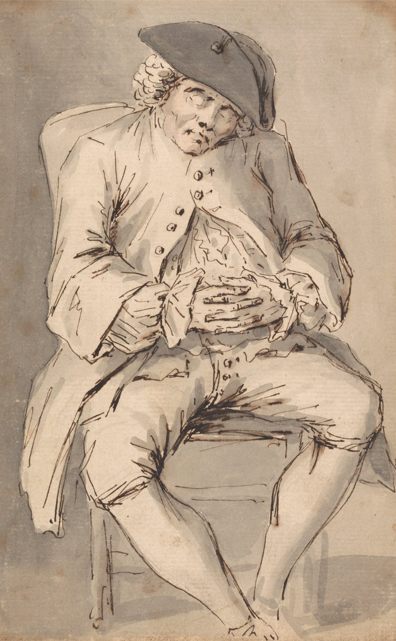 Egy férfi alvó, keresztbe tett kézzel egy széken alkotó: Louis Philippe Boitard