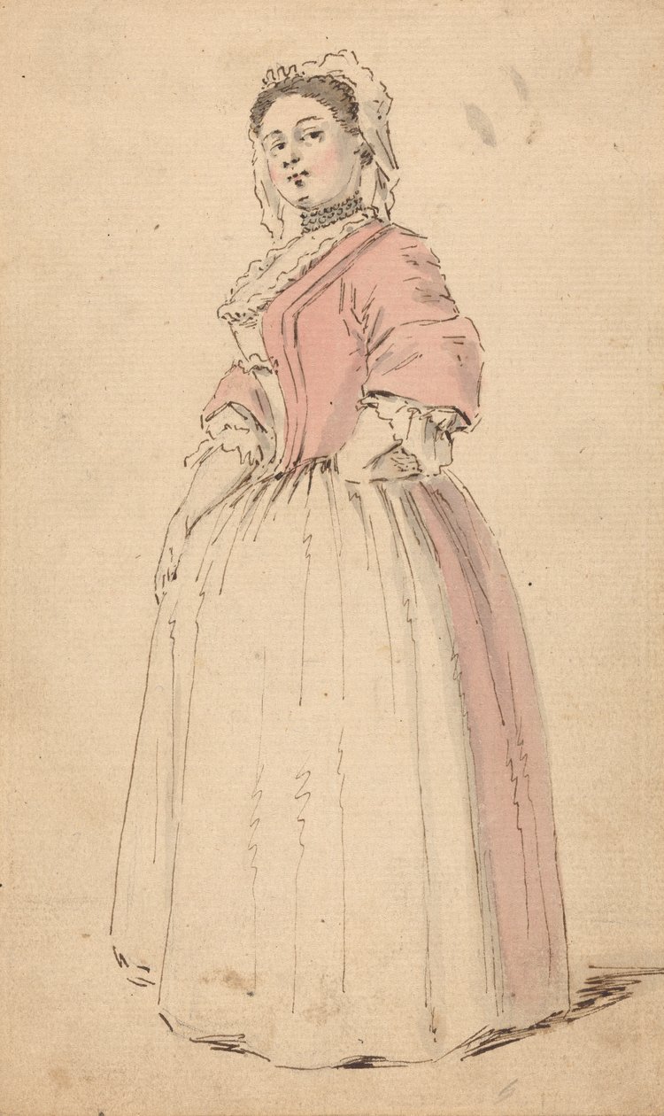 Egy fiatal nő rózsaszín ruhában alkotó: Louis Philippe Boitard