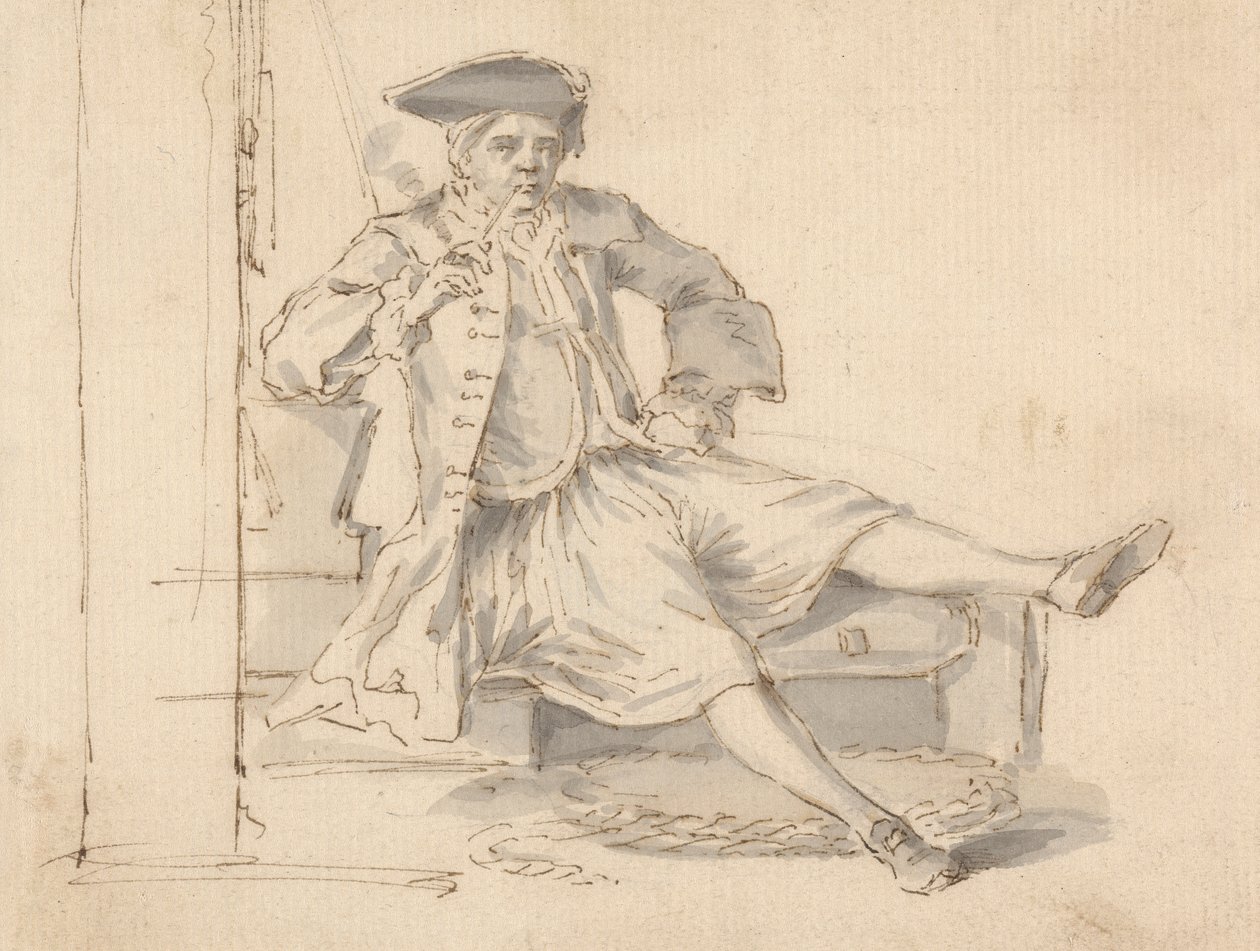Tengerészeti tiszt ül Dohányzó alkotó: Louis Philippe Boitard