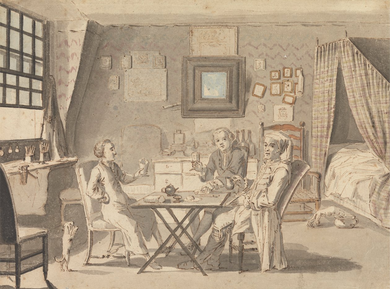 Önarckép két fiatal férfival alkotó: Louis Philippe Boitard